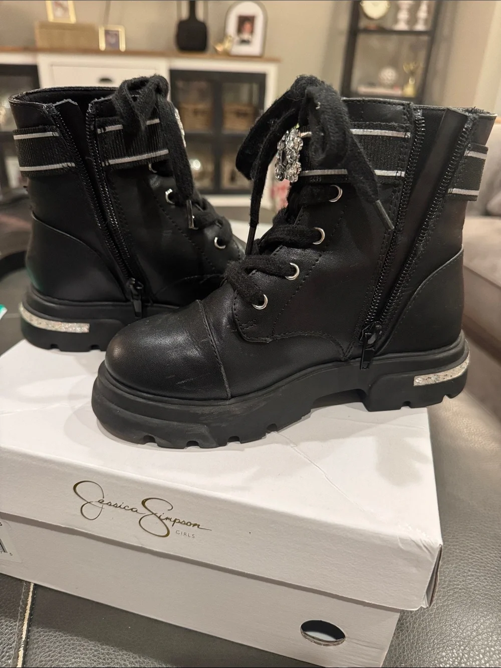 Jessica Simpson Girls Rosa Brooch Moto Boot